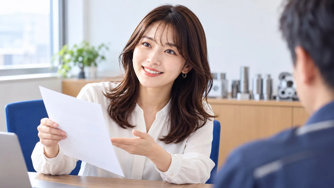 お客さんに見積をその場で説明する伊藤さん