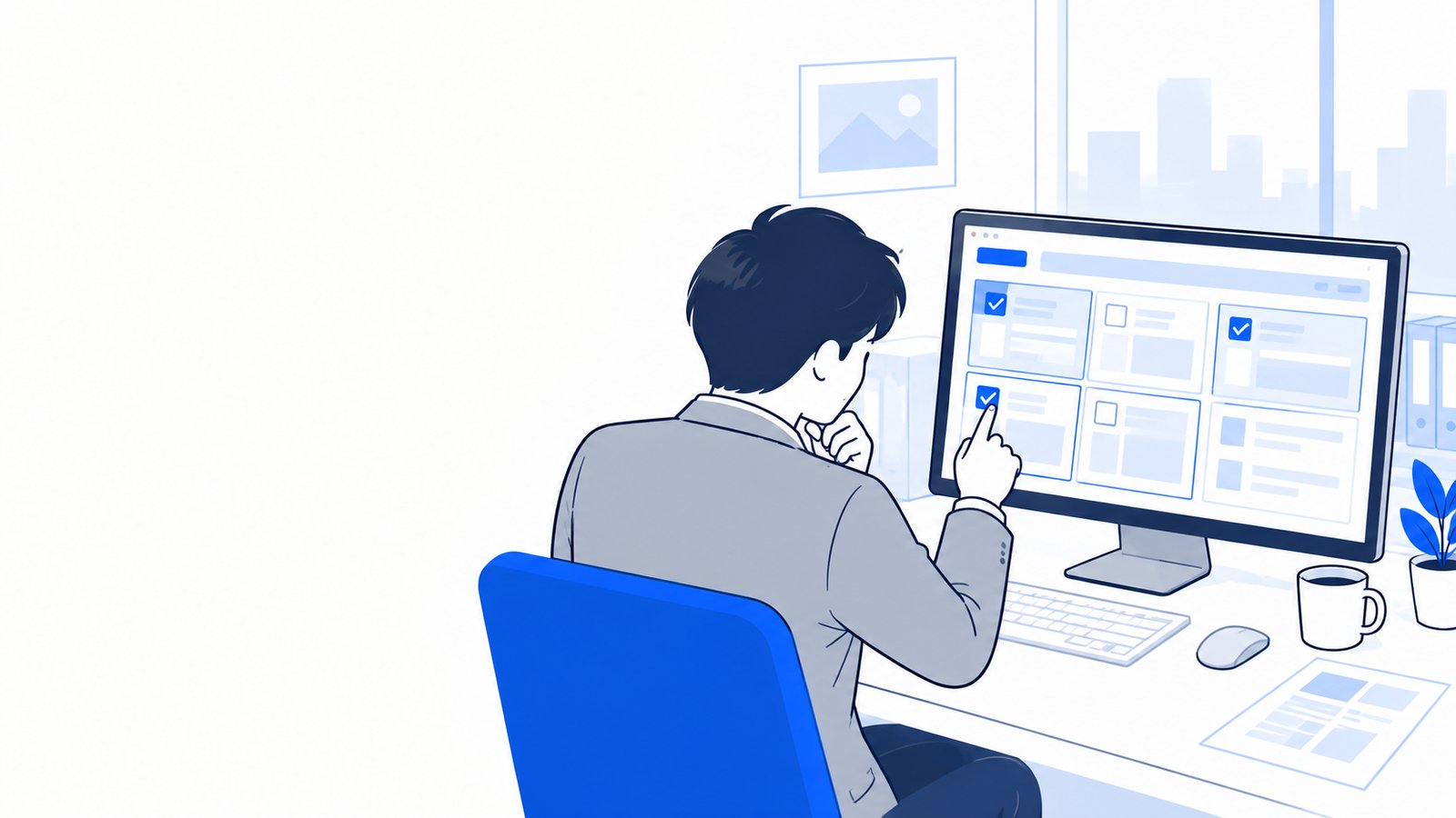 ブラウザのログイン済みの画面を確認しながら、操作の範囲を決める担当者