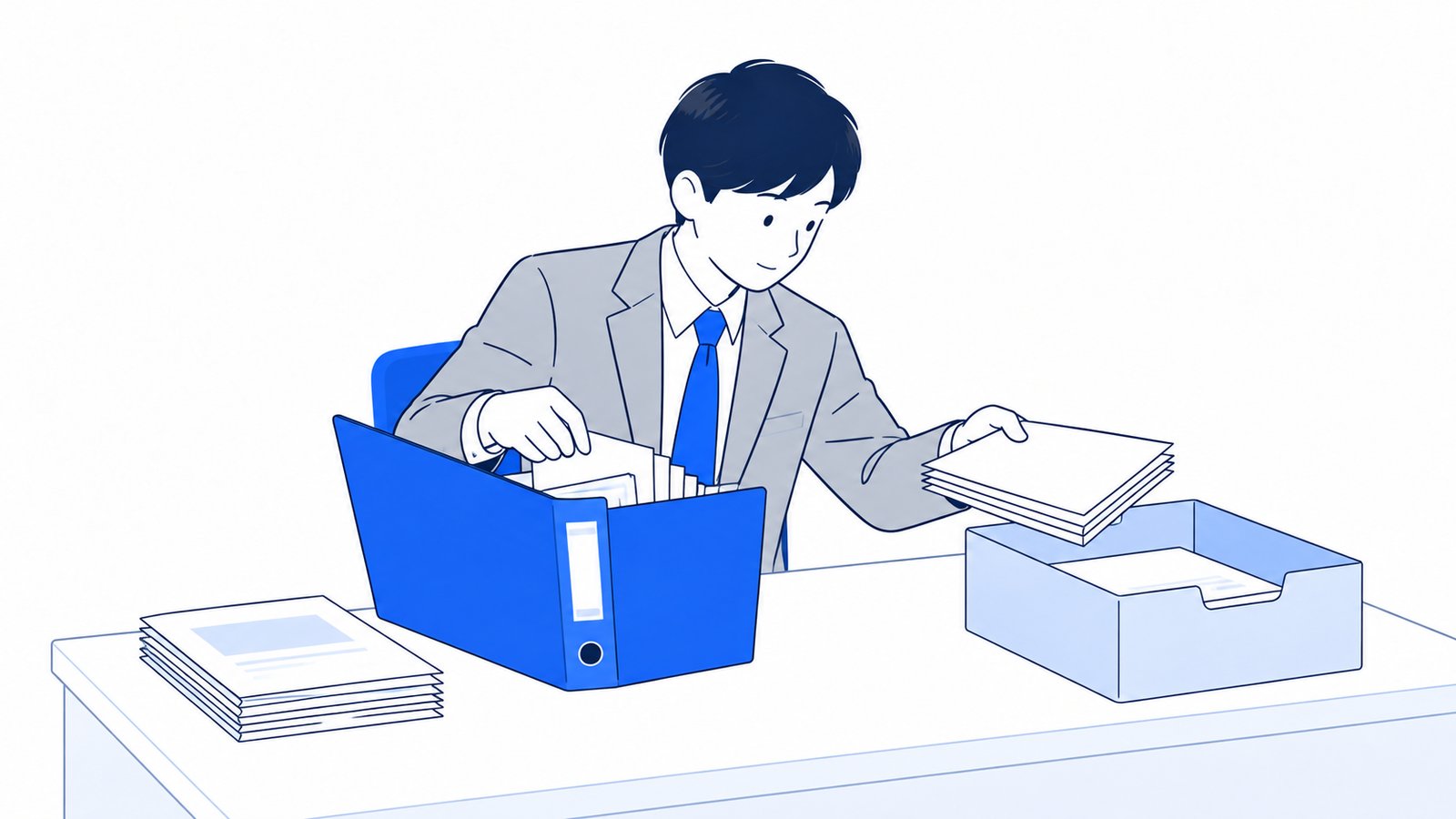 フォルダの中のファイルを整理して、別の場所に移している会社員