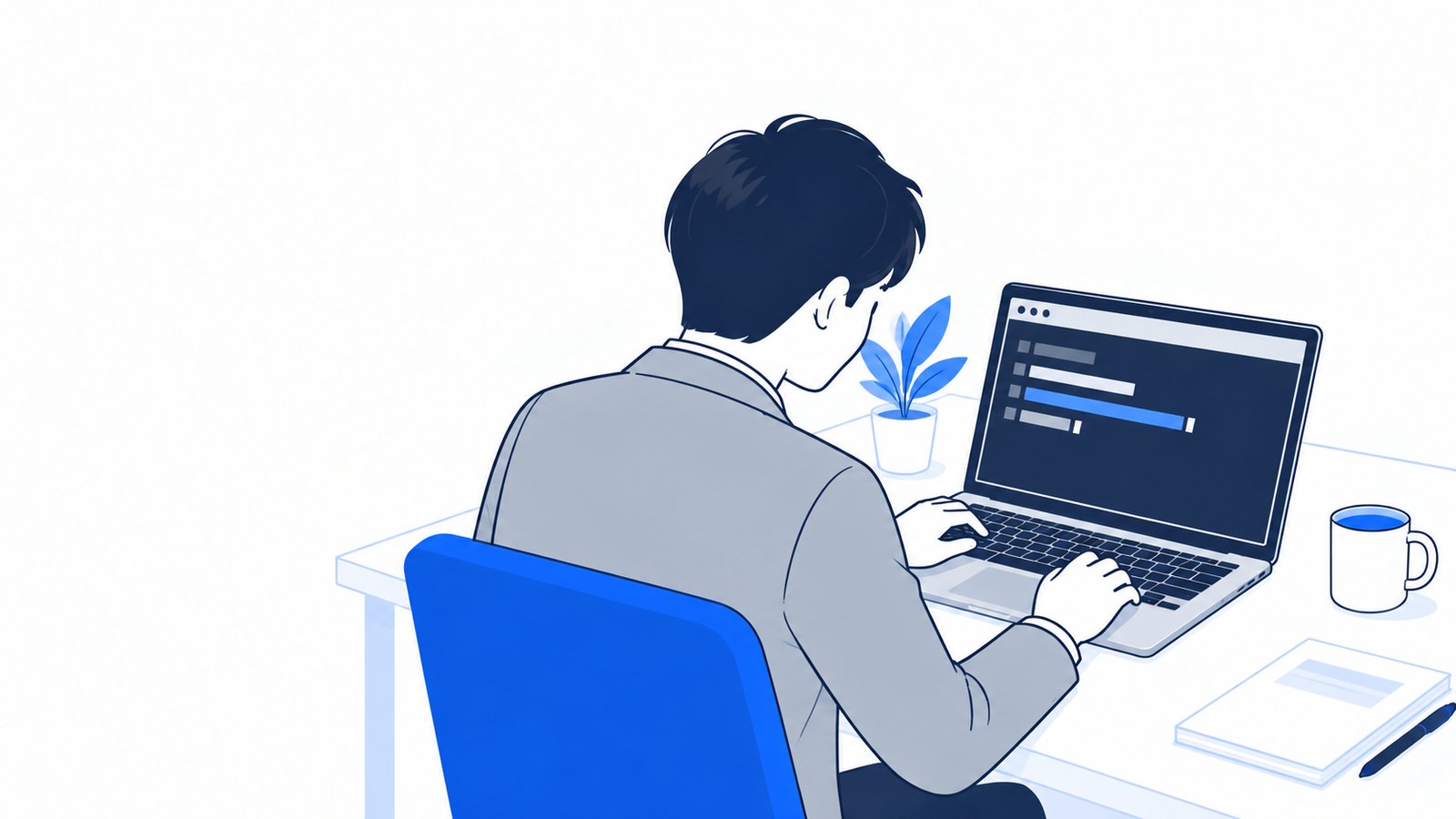 MacBookのターミナルにコマンドを貼り付ける人を、肩越しに見た様子