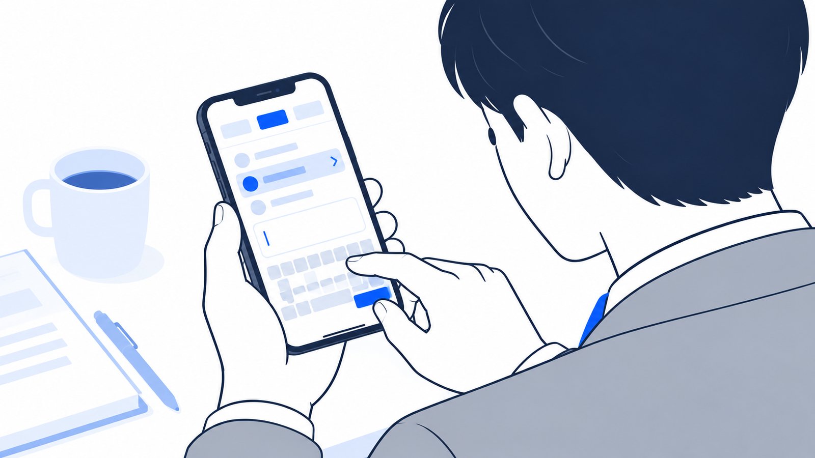 スマホのCodeタブでリポジトリを選び、依頼を入力する手元