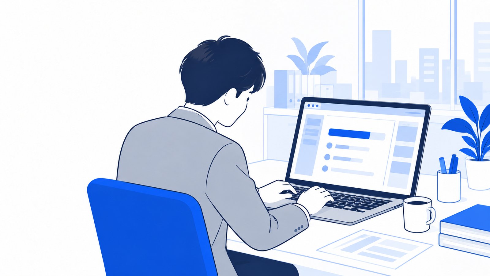 ブラウザでClaude Codeの作業の進み具合を見守る会社員