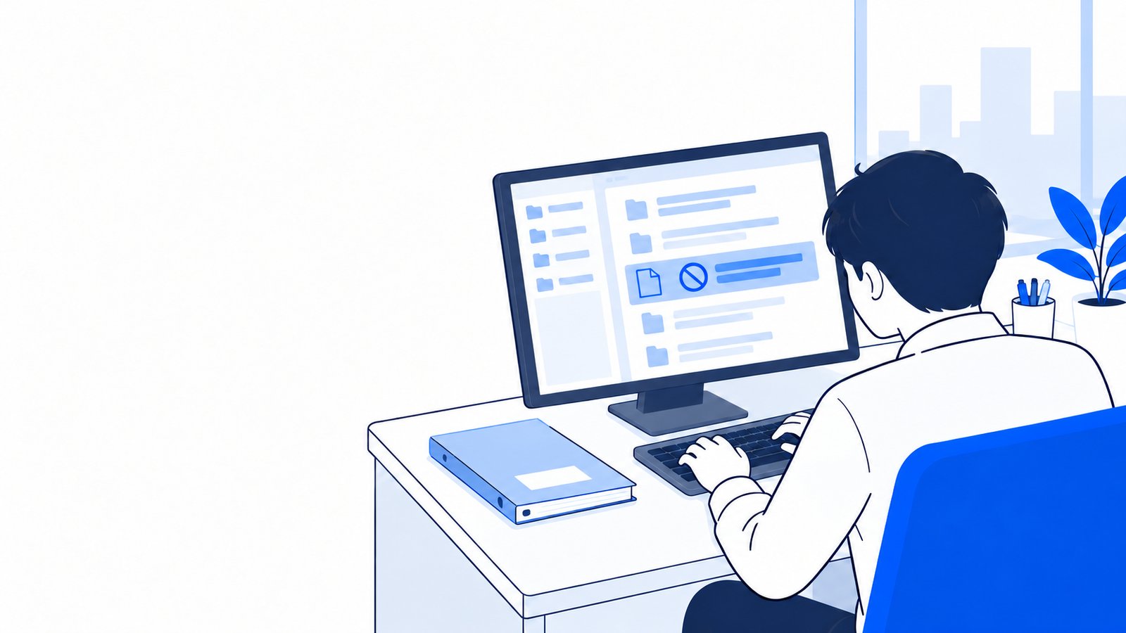 担当者が設定ファイルを開き、読み取りを禁止するファイルのルールを書き足している