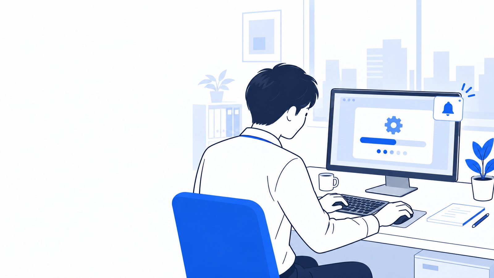 エンジニアが更新の通知を確認して、Claude Codeのアップデートを実行している