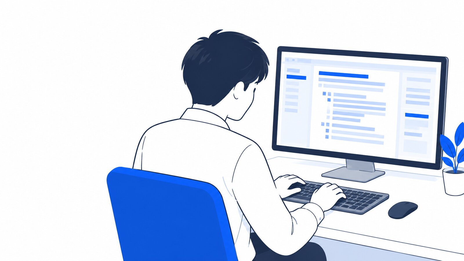 机でテキストエディタにSKILL.mdを書き込んでいる人を肩越しに見た場面