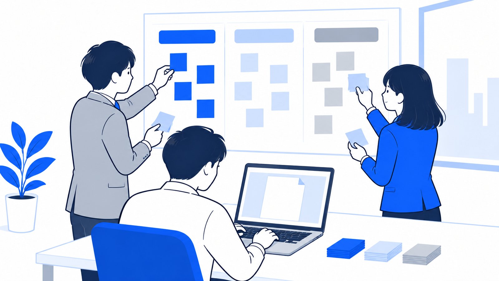 付箋に書いたルールを分類して、AGENTS.mdにまとめる会社員