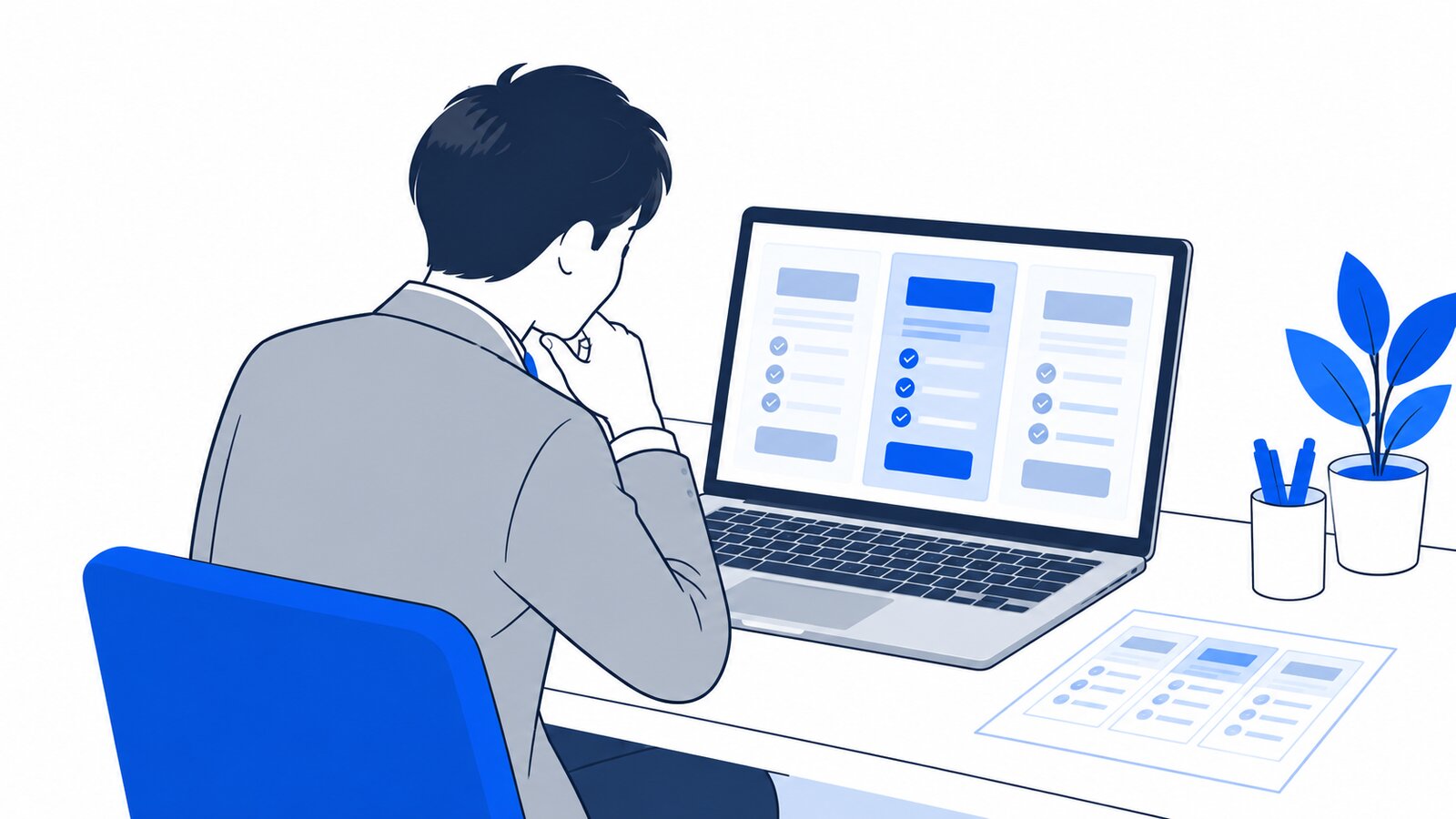 料金表を見ながら、どのプランにするか考える個人事業主