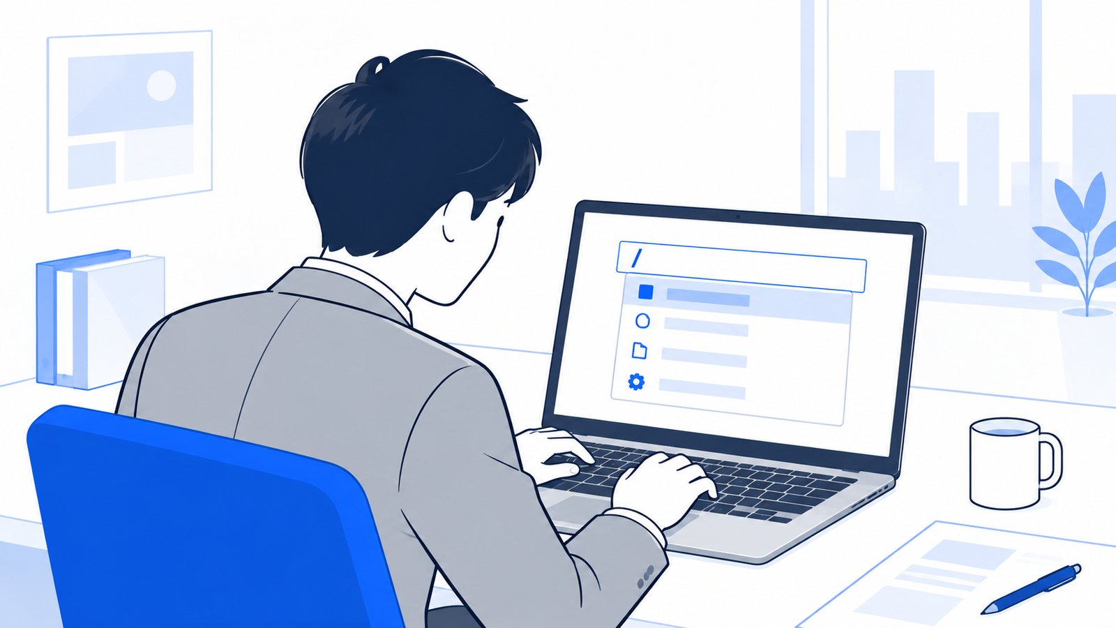 入力欄にスラッシュを打って候補の一覧を確認する担当者