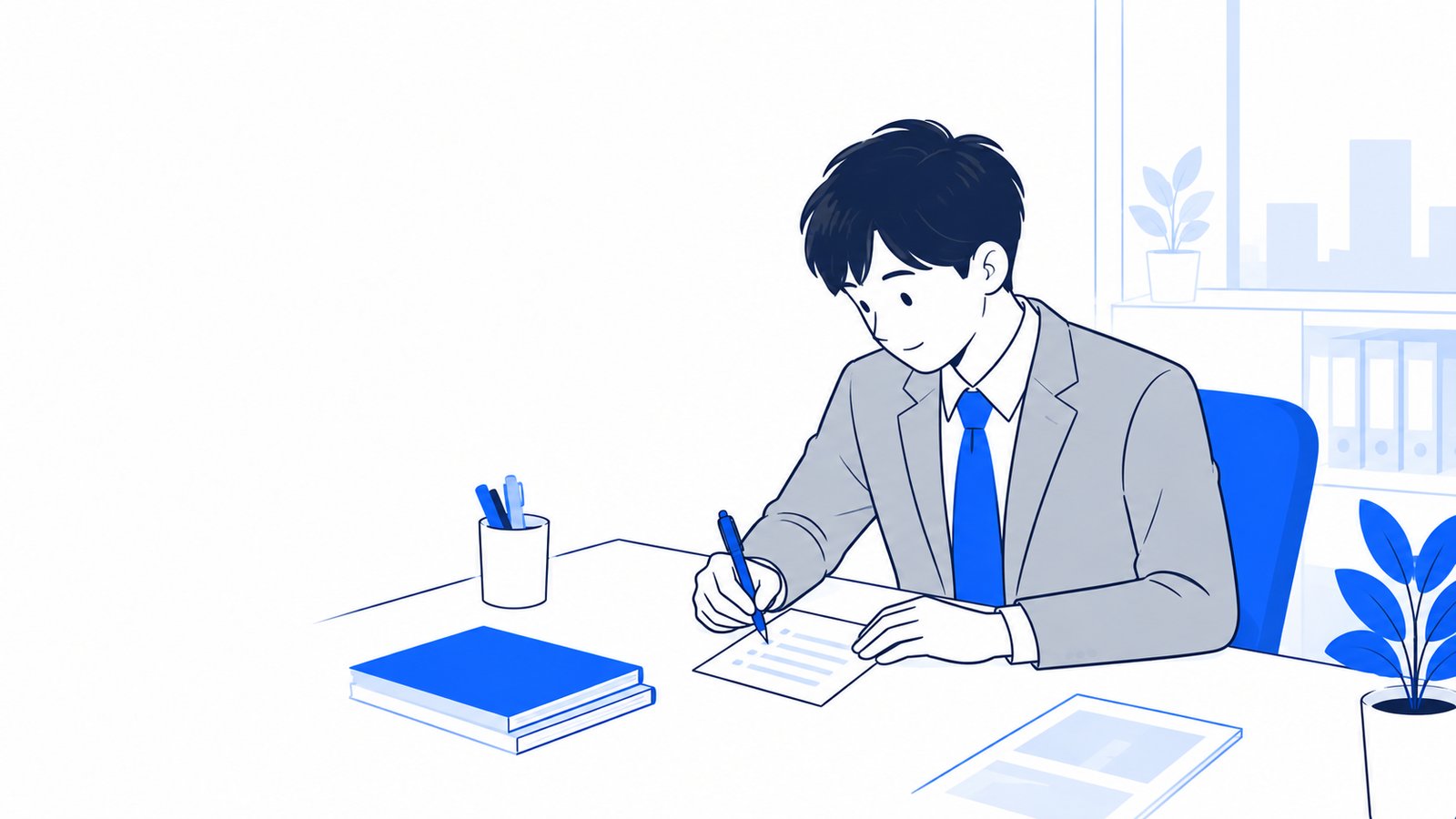 メモ用紙に依頼の要点を書き出している担当者
