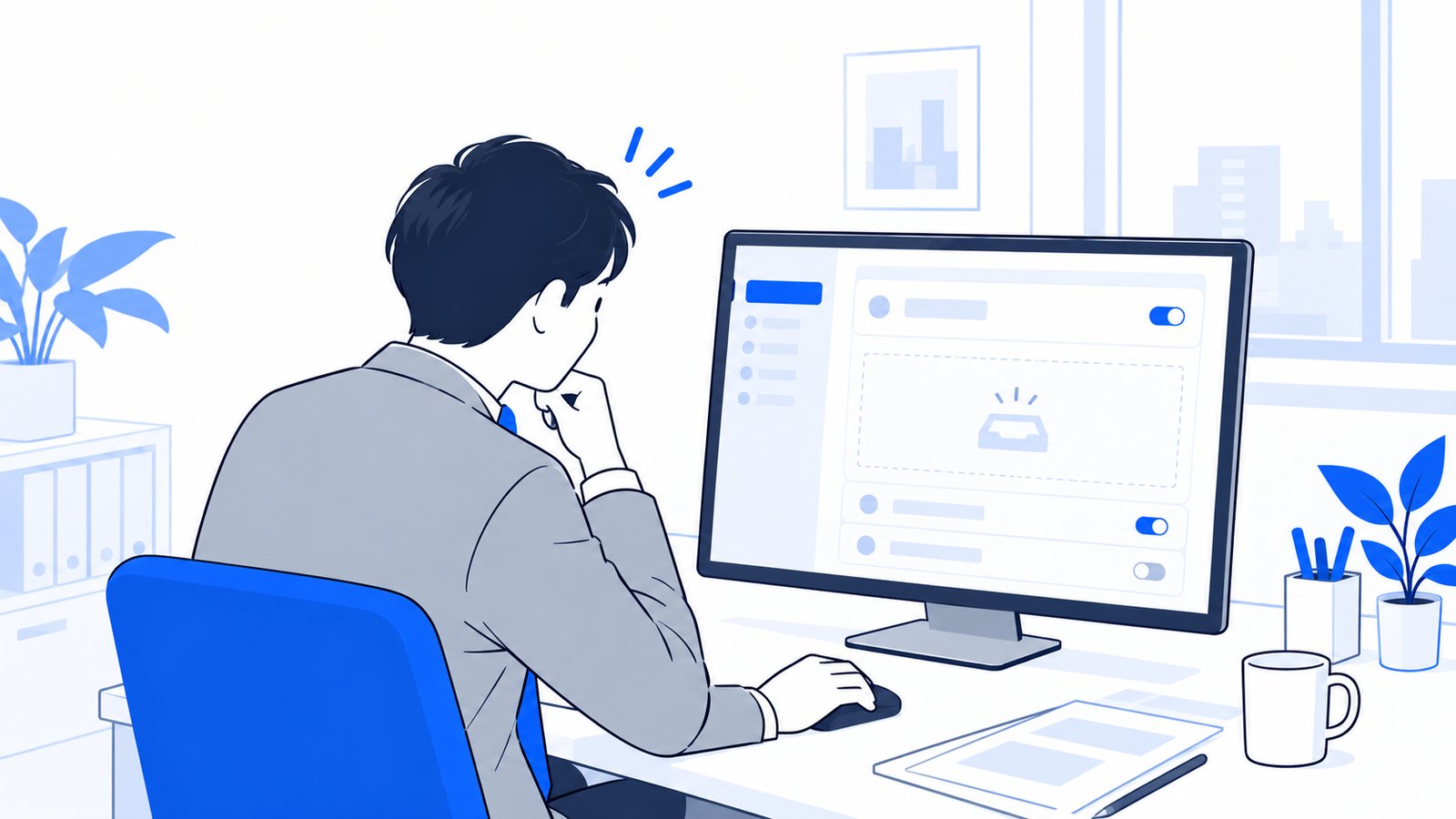 Codexの画面にスキルが表示されず、設定を見直している会社員
