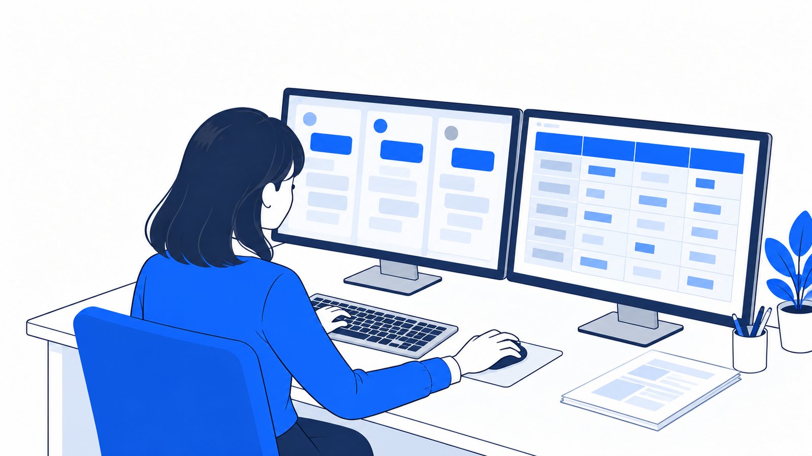ChatGPTやGeminiなど複数のAIに同じ質問をして、結果を表に記録している担当者
